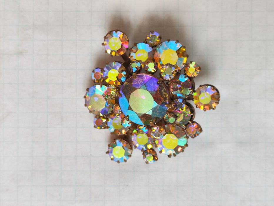 Винтажная Брошь Aurora Borealis Аврора Бореалис Яблонекс Чехословакия