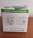 Adaptador de tomada para viagem Europa para EUA, 3 USB, 1 USB-C