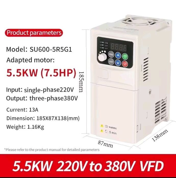Частотный преобразователь Suswe SU600 5.5кВт 1ф220-3ф380 частотник