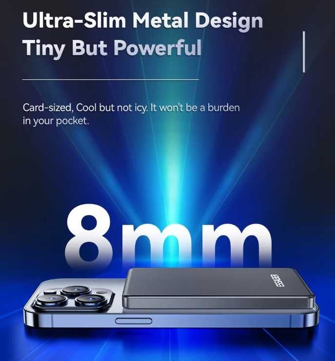 Ультратонкий Essager 5000mAh MagSafe Повербанк iphone 12 13 14 15 16