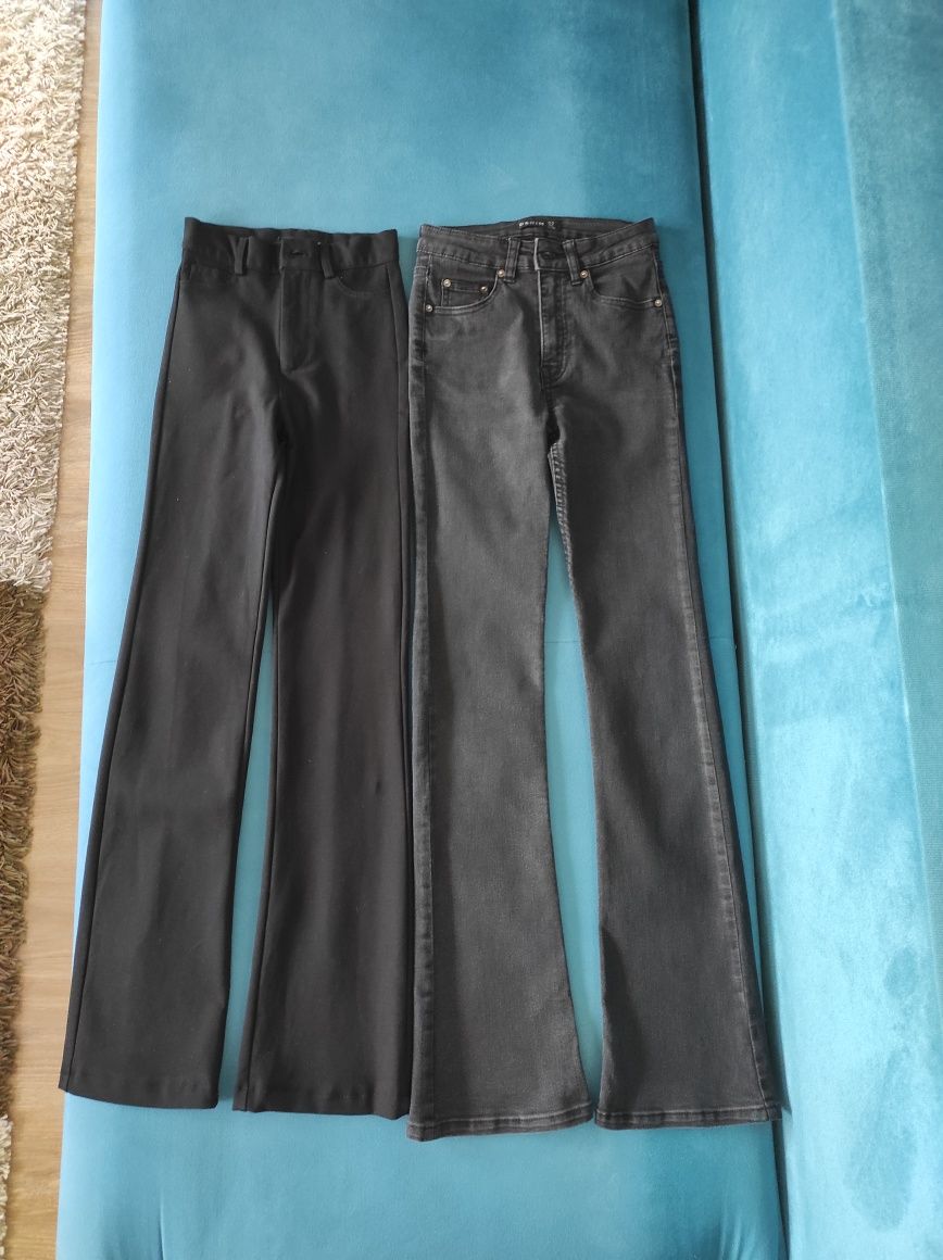 Spodnie czarne r. 134, 2x eleganckie i jeansy