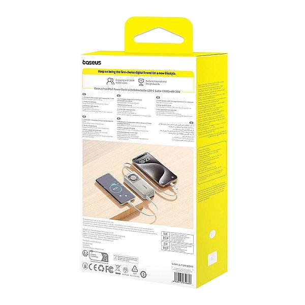 Powerbank Baseus Free2Pull 10000mAh 30W z portem USB-C i rozwijanym ka