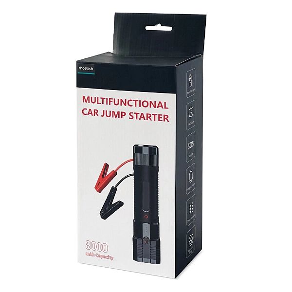 Choetech jump starter z powerbankiem 8000mAh - latarka LED czarny (TC0