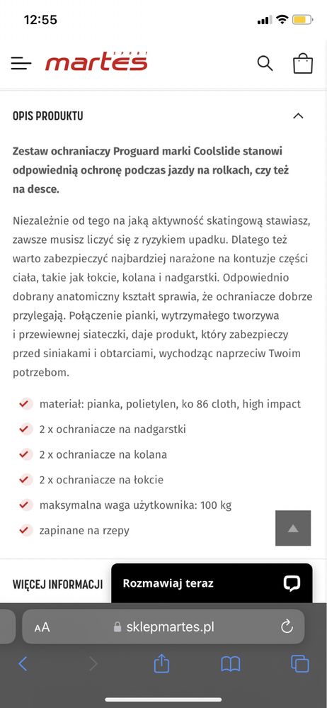 Zestaw Ochraniaczy Coolslide Rozmiar M