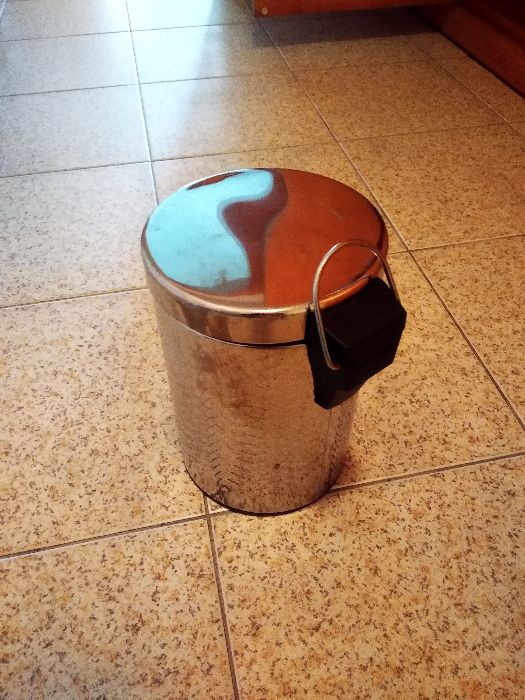 Balde lixo inox cromado wc como novo 3Litros