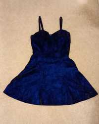 Sukienka elegancka połyskująca niebiesko-czarna roz. 36-38
