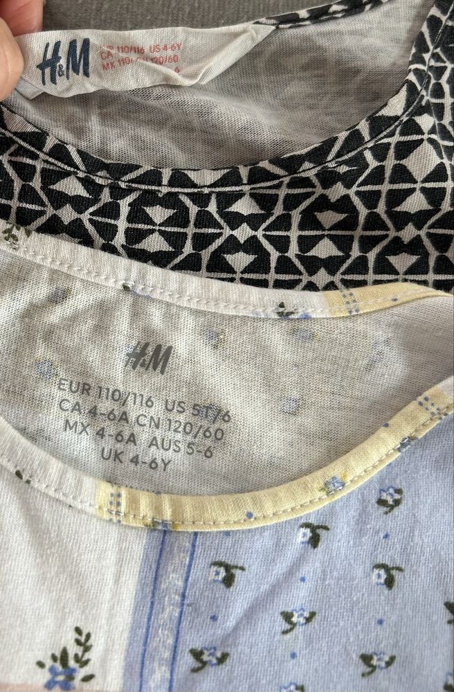 Dwie kolorowe letnie sukienki bez rękawków H&M 110-116