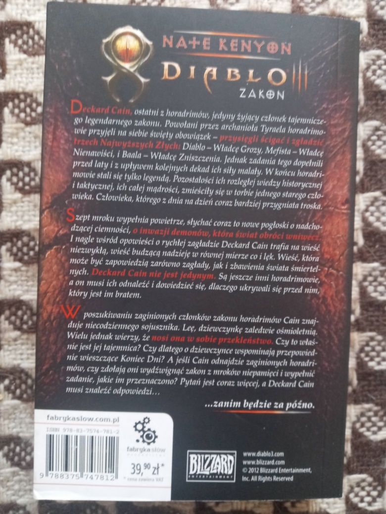 Diablo III Zakon Nate Kenyon Fabryka Słów 2012 wyd I stan idealny Okaz
