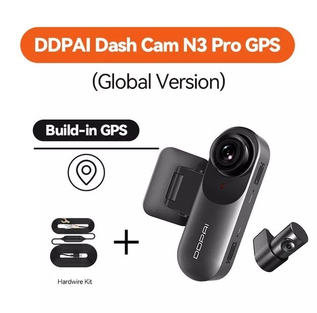 Новинка видеорегистратор DDPAI Mola N3 Pro GPS две камеры Hardware Kit