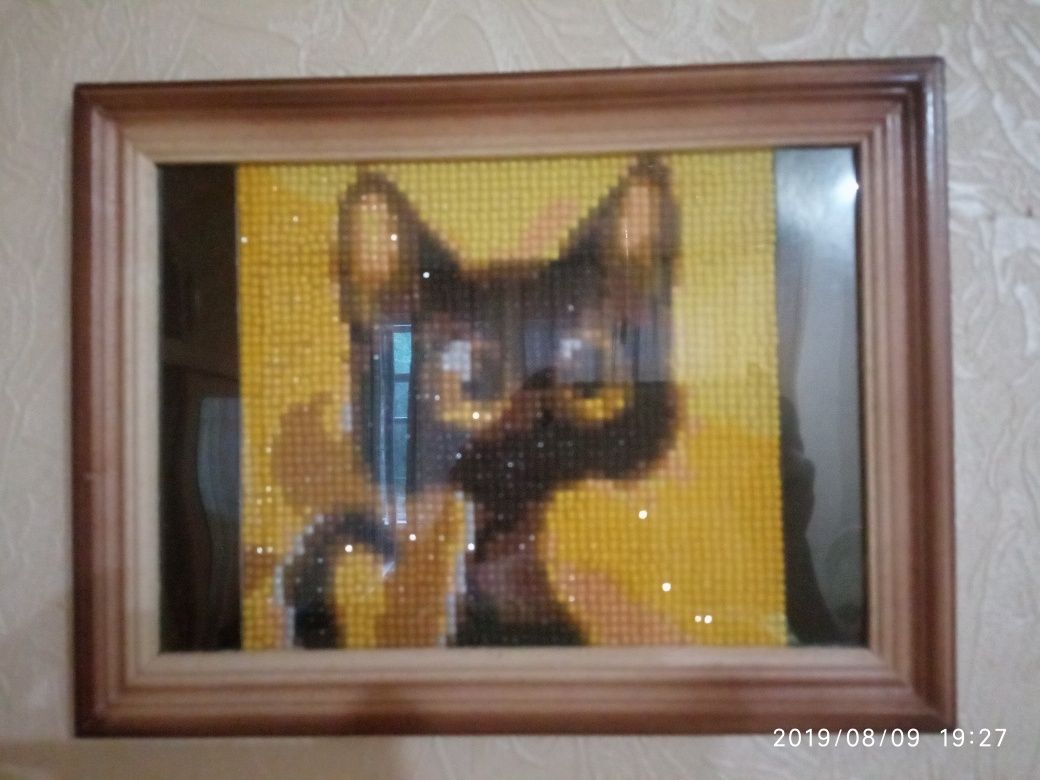 Картина Чёрный кот из диамантов