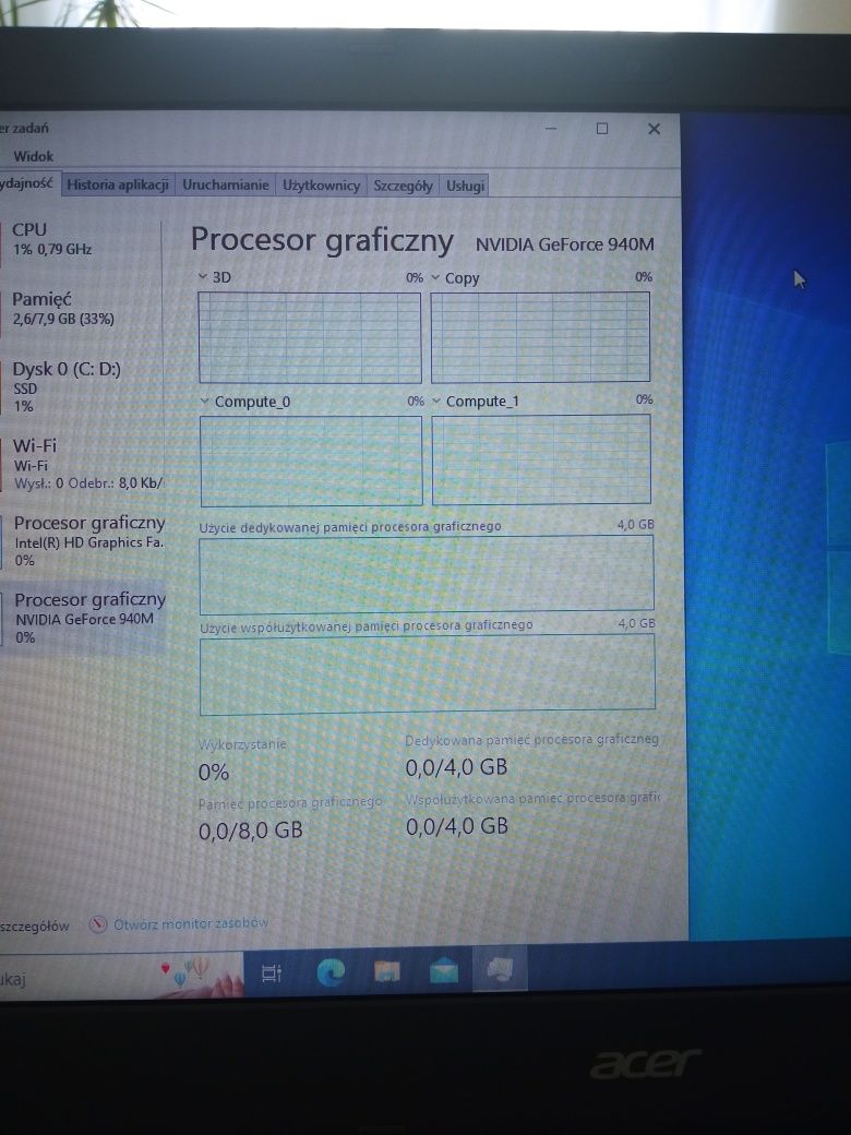Acer aspire i5 SSD NVIDIA 940M 4 GB