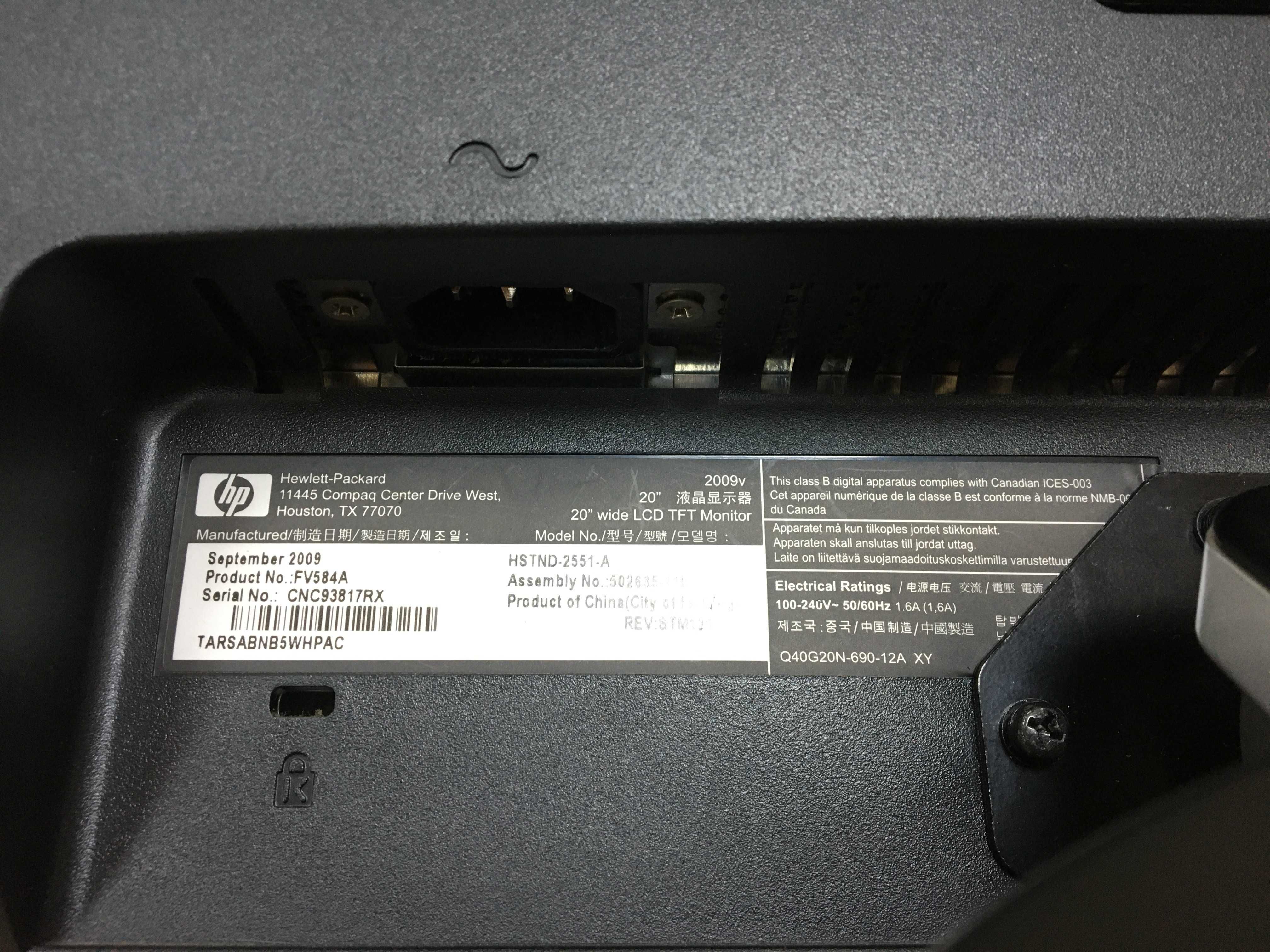 Monitor HP 2009v