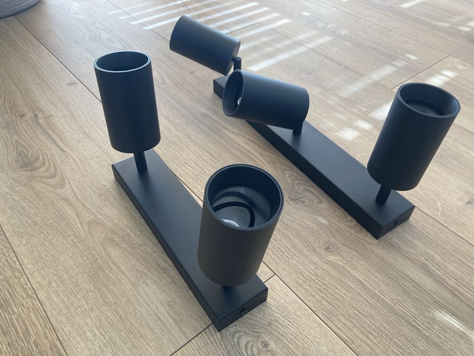 Zestaw lamp czarnych sufit gu10 reflektorki