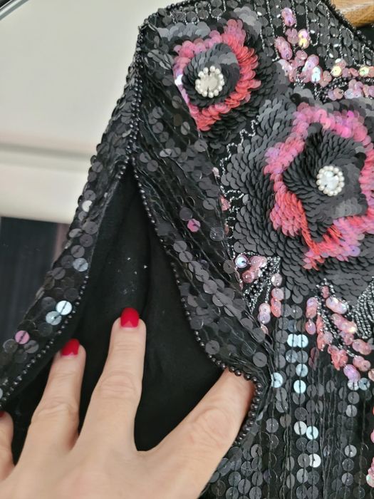 Bluzka top cekiny Sylwester bogato zdobiona S/M