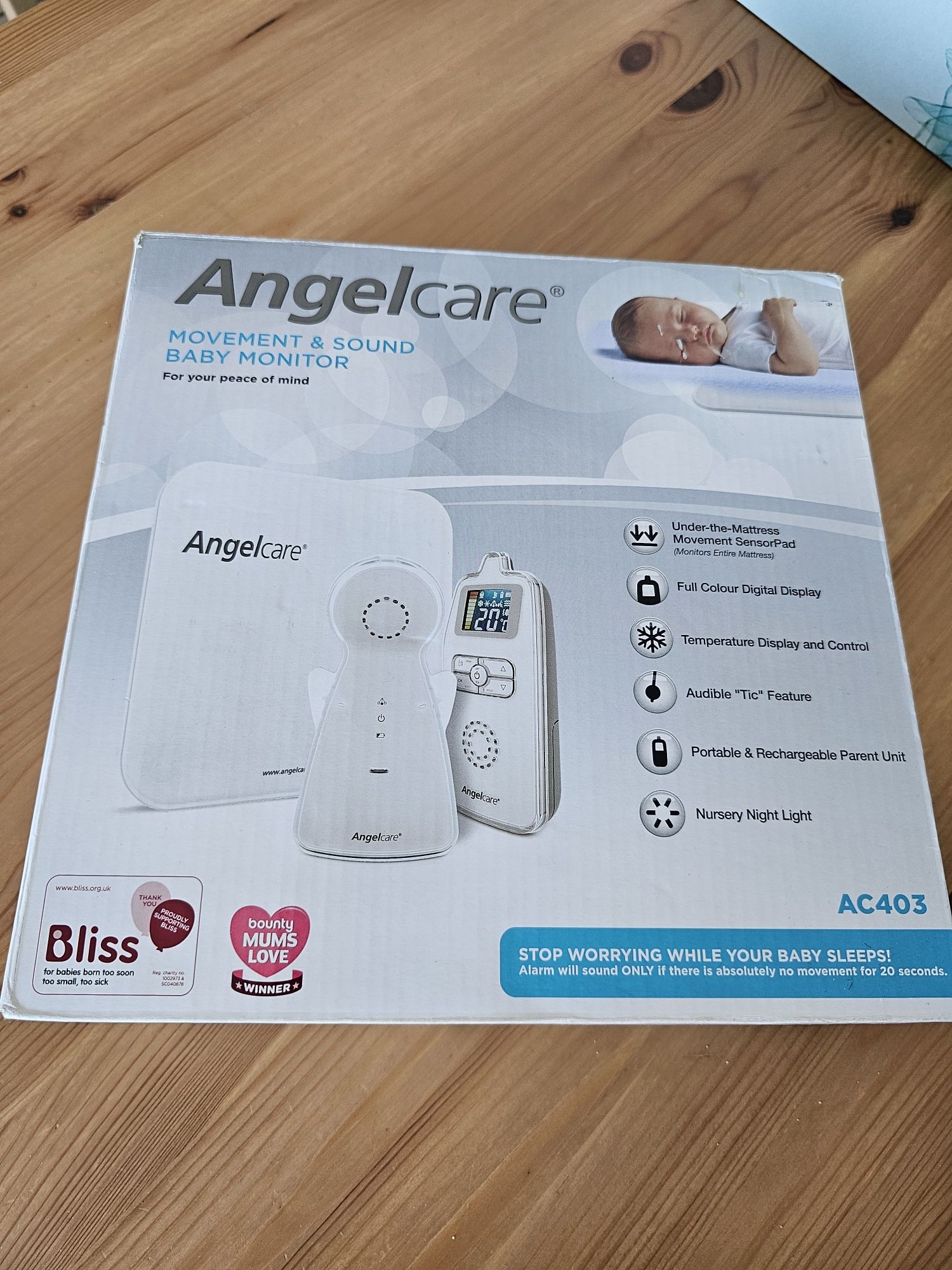 Zestaw Angelcare AC403 monitor oddechu + niania elektroniczna