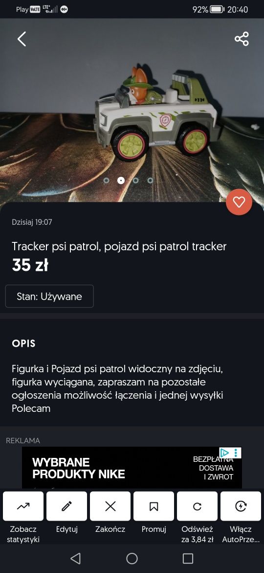3 Pojazdy psi patrol Everest Tracker i marchall, pojazd +figurka