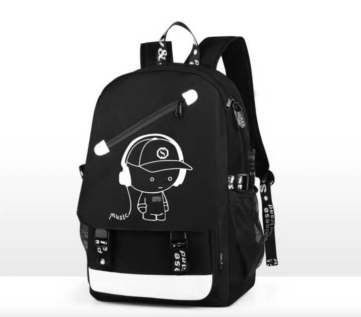 Рюкзак школьный Music для школы, городской светящийся в темноте