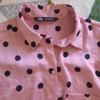 Атласна, шовкова блуза, сорочка оригінал в горох