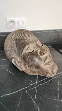 Rzeźba Benin Afryka odlew brąz głowa duża nietypowa