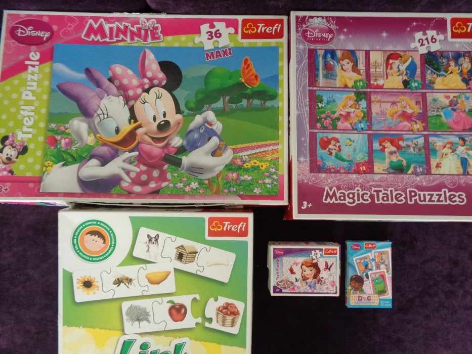 Disney Trefl Puzzle Minnie gra edukacyjna LINK karty Doktor Dosia 3+