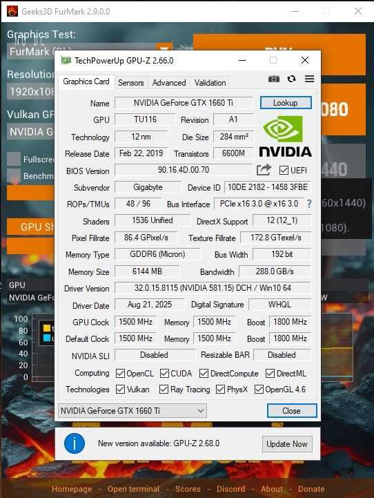 NVIDIA Geforce 1660 Ti OC