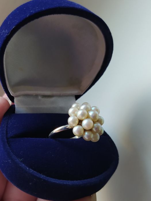Perły pierścionek perełki srebro 925