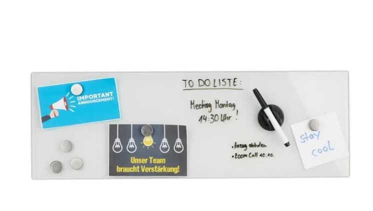 Tablica magnetyczna szklana ścieralna biała na ścianę 20x60cm