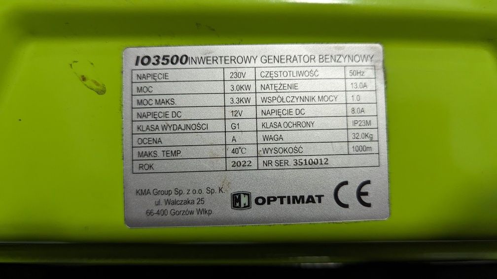 Agregat prądotwórczy OPTIMAT IQ3500 Smart Energy