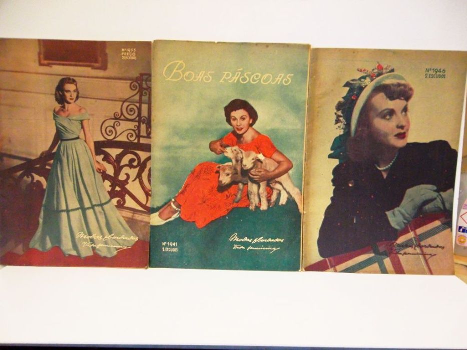 15 revistas vintage Modas & bordados vida feminina de 1945 até 1949