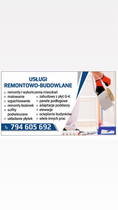 Remonty Wykończenia Mieszkań malowanie szpachlowanie układanie płytek