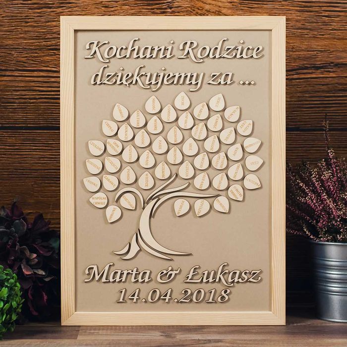 Podziękowanie dla rodziców obraz drzewo  - DREWNIANA