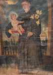 Óleo sobre tela representando Santo António com o Menino.