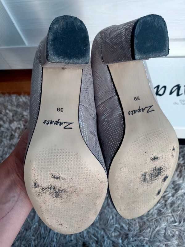 Półbuty czółenka szpilki zapato srebrny rozmiar 39