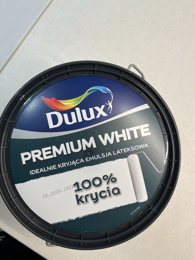 Farba do scian - DULUX premium white, matowa, biala, lateksowa, 2,5l