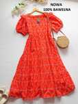 Nowa pomarańczowa sukienka długa ażurowa baby doll bawełna Et Vous 4XL