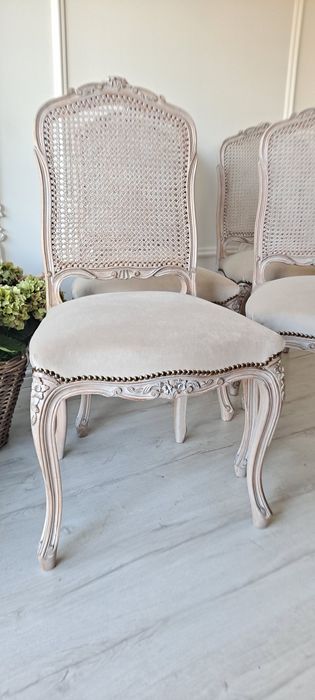 Stylowe krzesła rafia Shabby Chic Ludwikowskie Ludwik Prowansja  boho