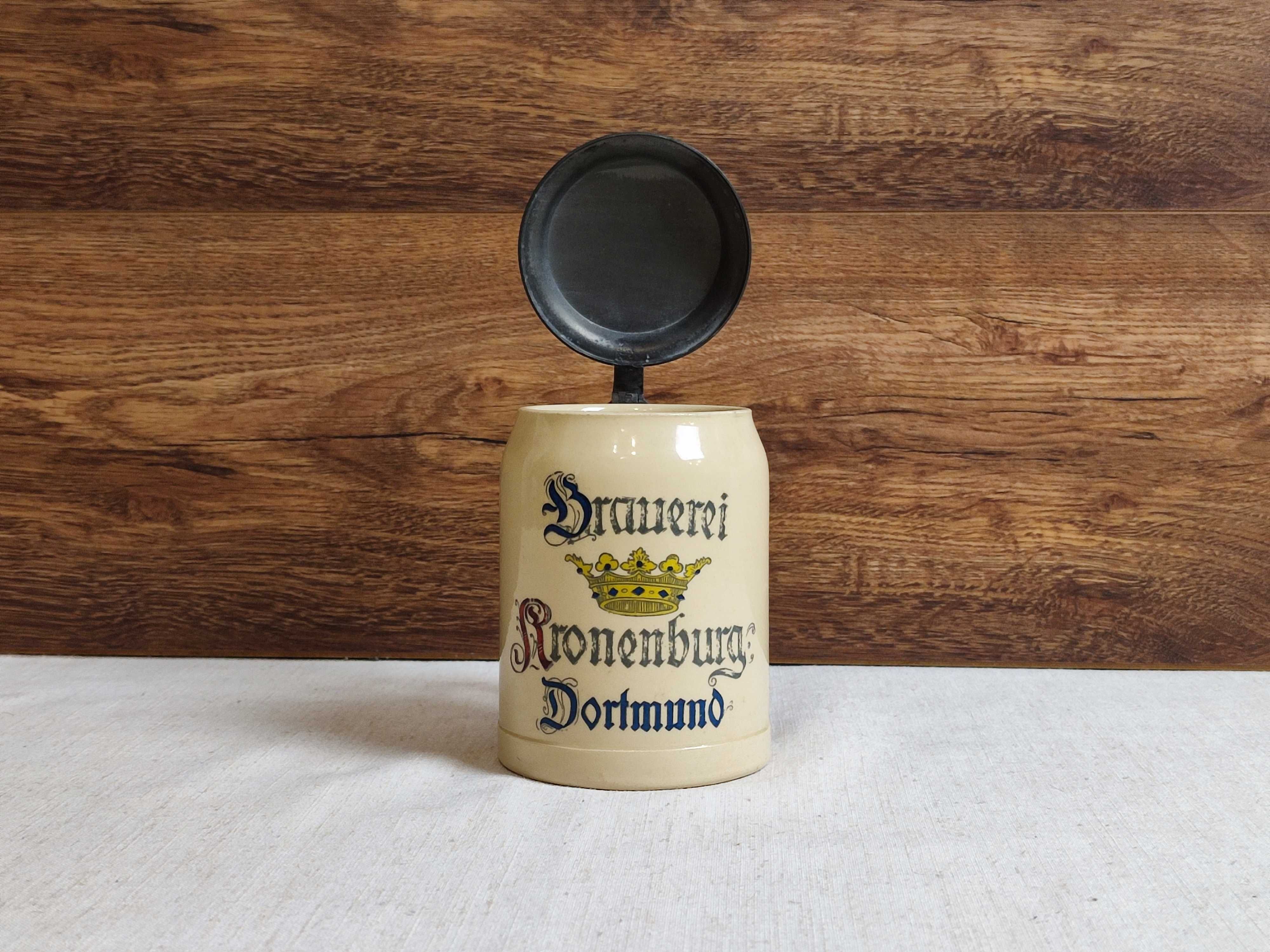 Stary browarniczy kufel -  Browar Kronenburg Dortmund - A.J Thewalt