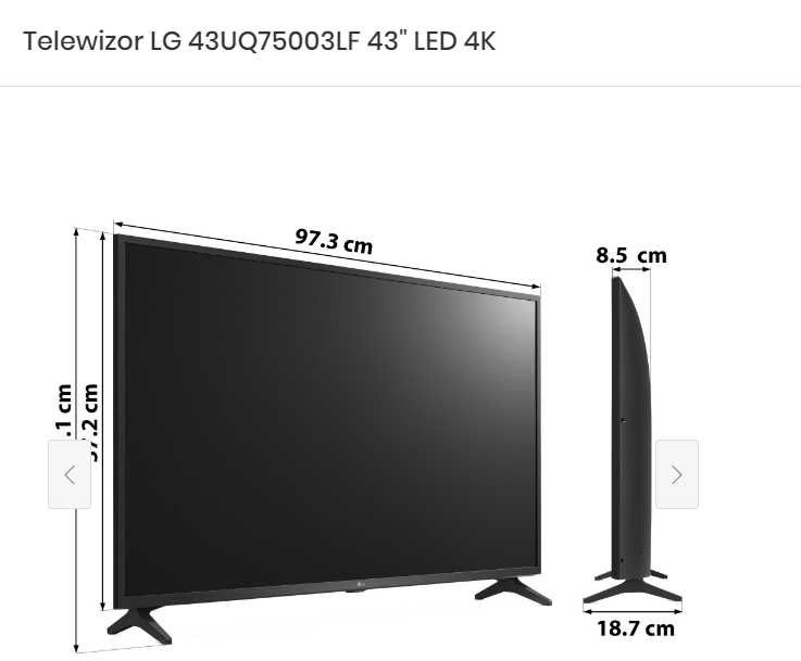 Nowy telewizor LG 43UQ75003LF 43" LED 4K