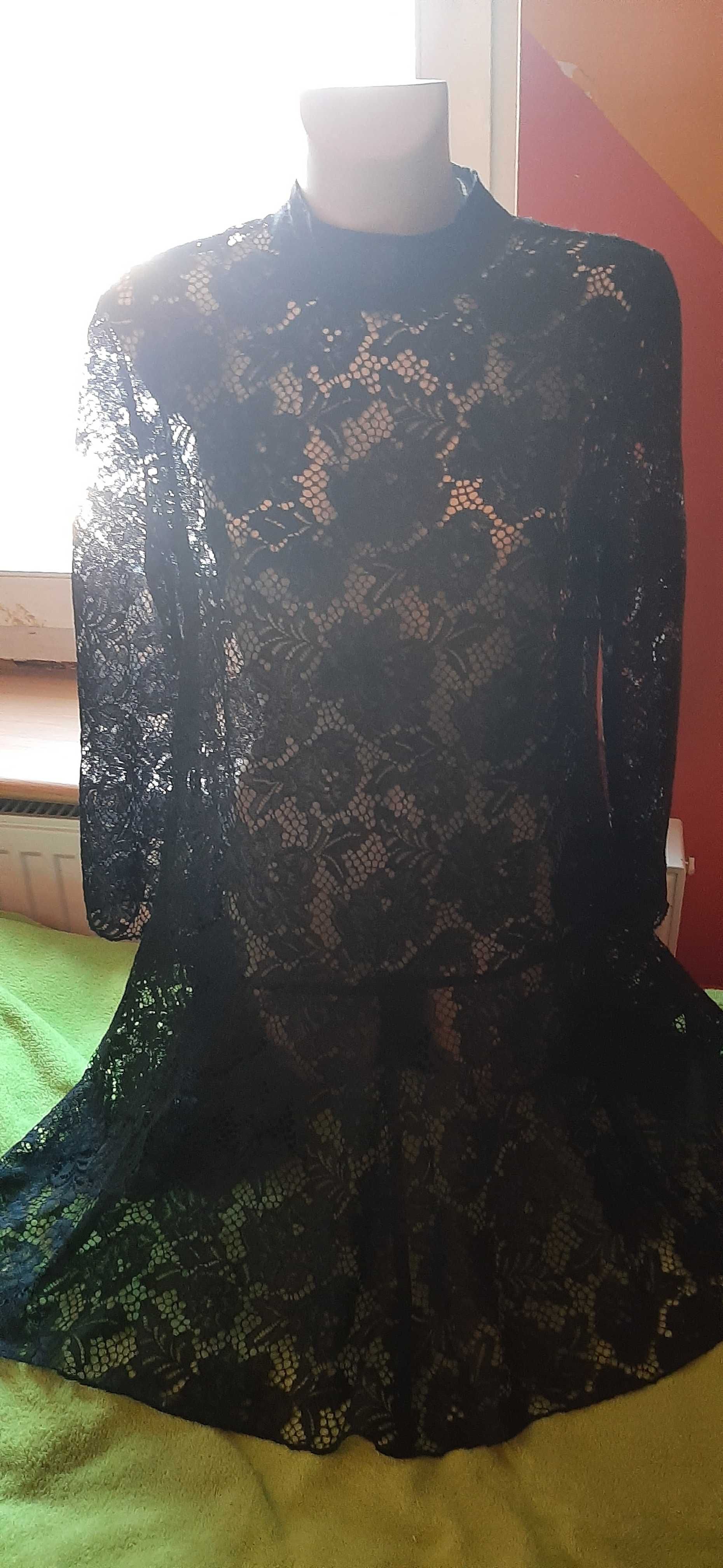 sukienka koronkowa czarna alternatywka H&M rozmiar M