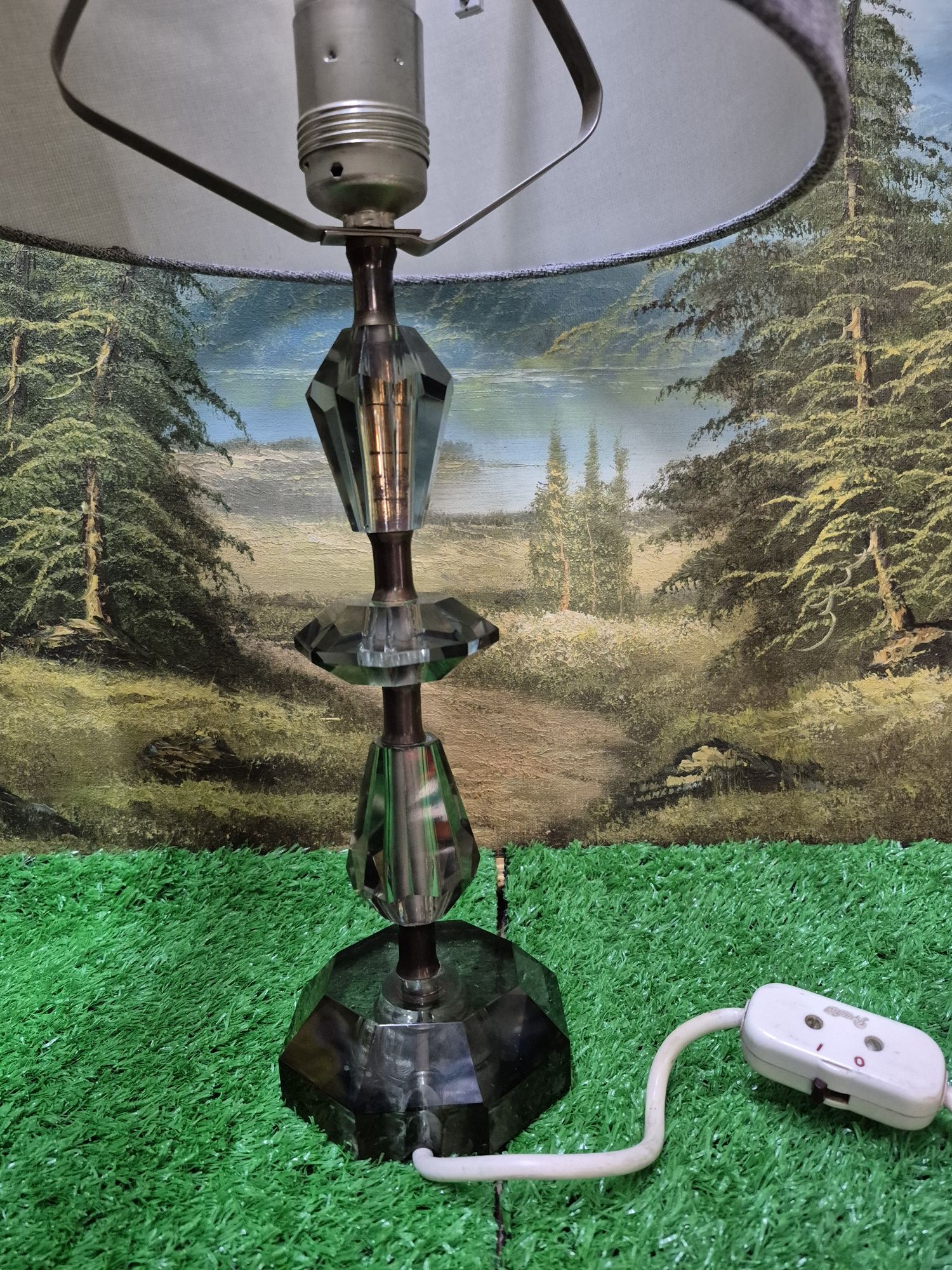 Super lampa z grubego szkła przydymionego