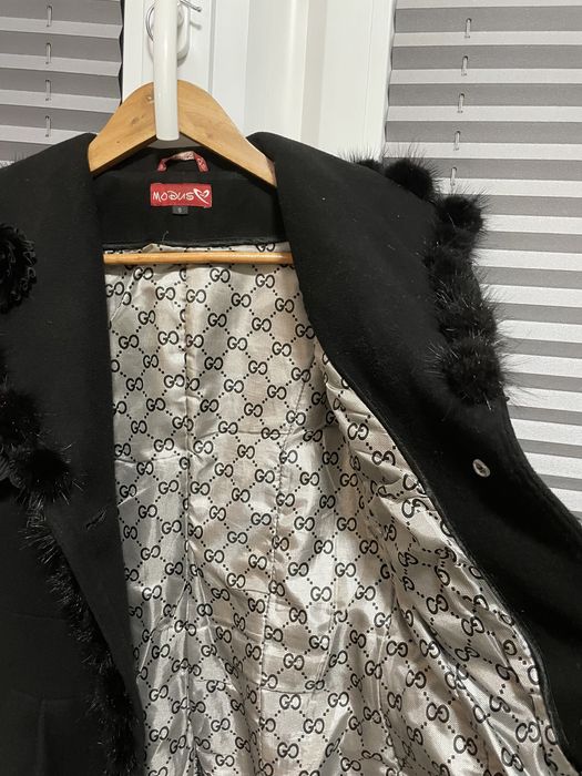 Кашемировое пальто, с норкой и вышивкой, классика