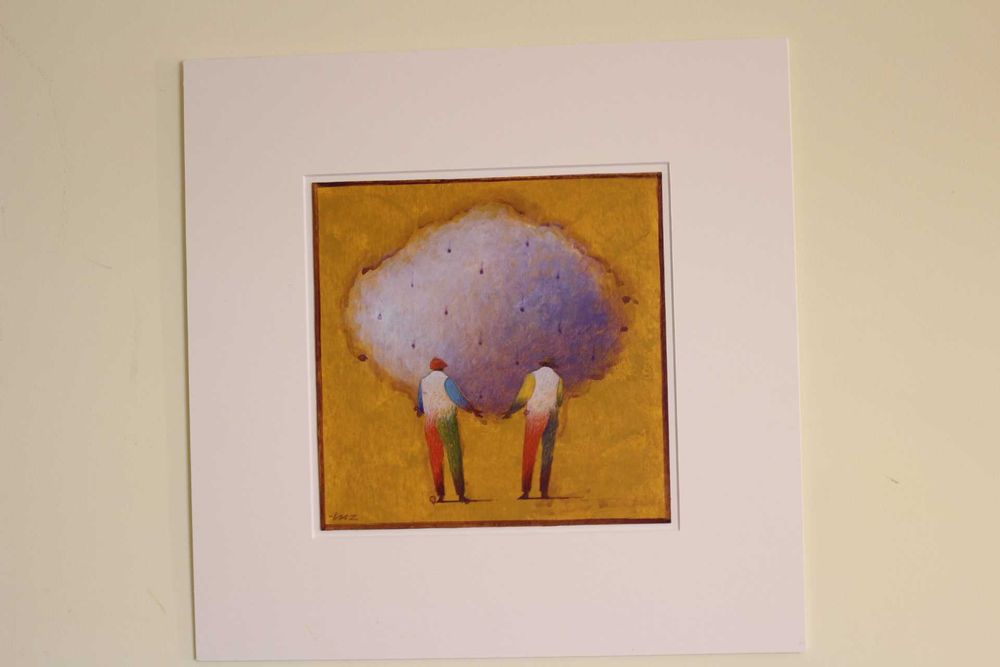 Pintura Alfredo Luz Acrílico s/ Cartão Nuvem Amarelo 20x20 cm mancha