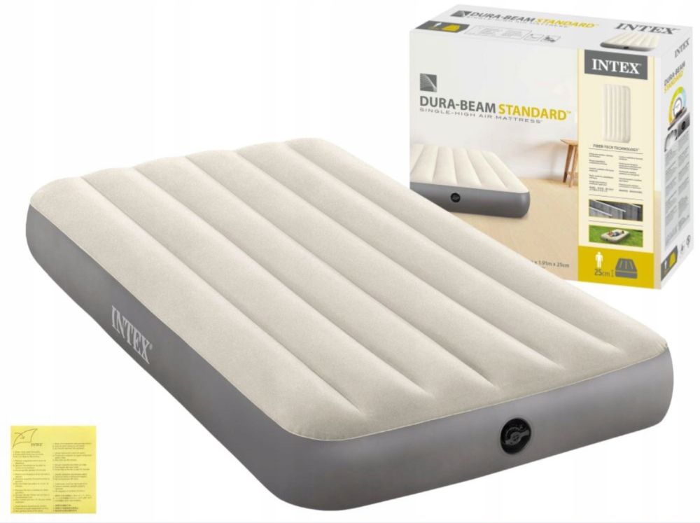 INTEX Materac Dmuchany Welurowy 191x99x25 cm Jednoosobowy Turystyczny