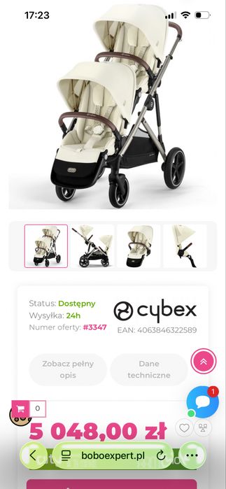 Cybex Gazelle S 2023 wózek dla bliźniąt rok po roku Seashell Beige beż