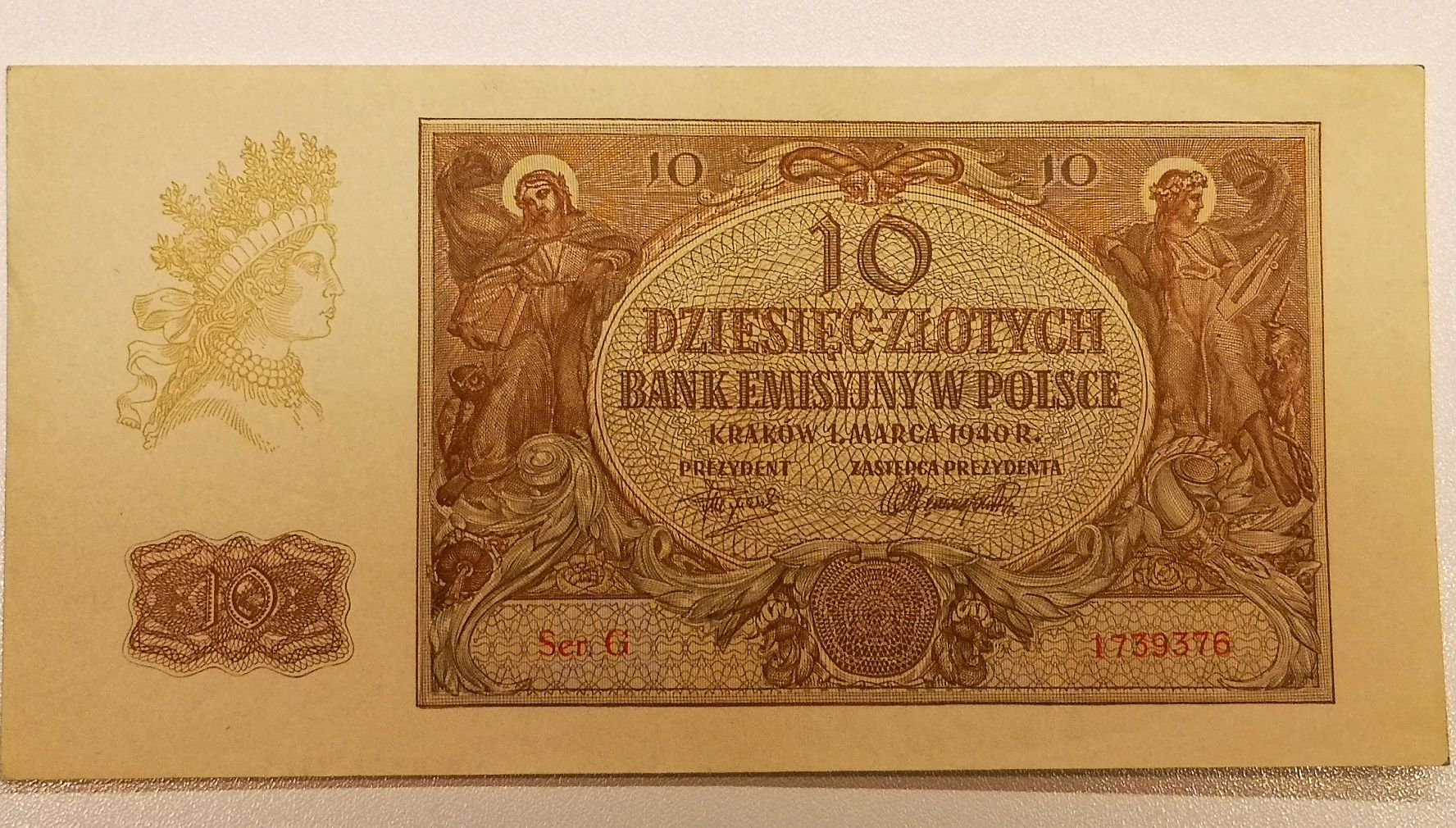 Banknot 10zł 1940r GG seria G