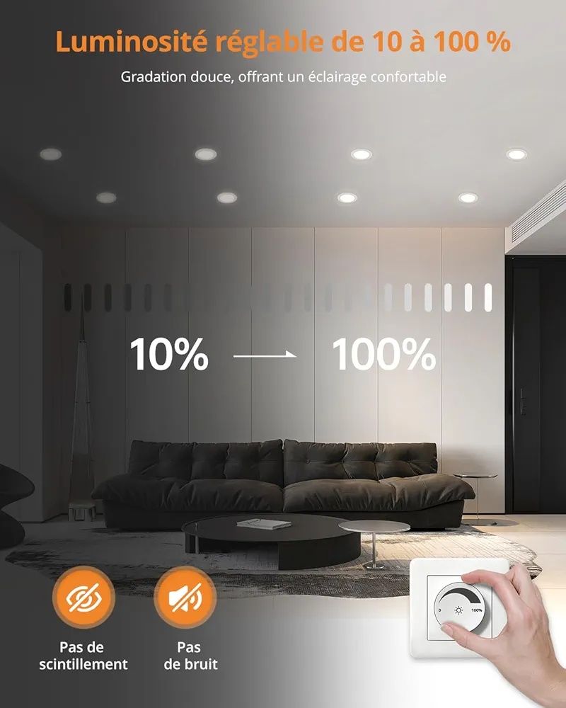 Ściemnialny Wpuszczane reflektor LED łazienkowy ultraslim 10 sztuk