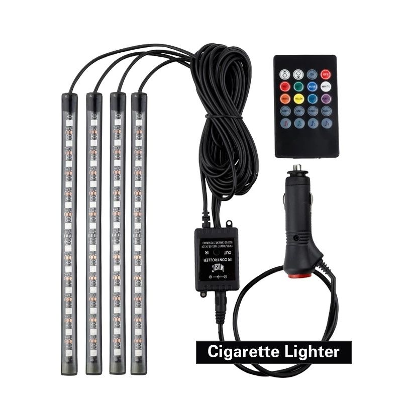 Barras luz led RGB para interior carro