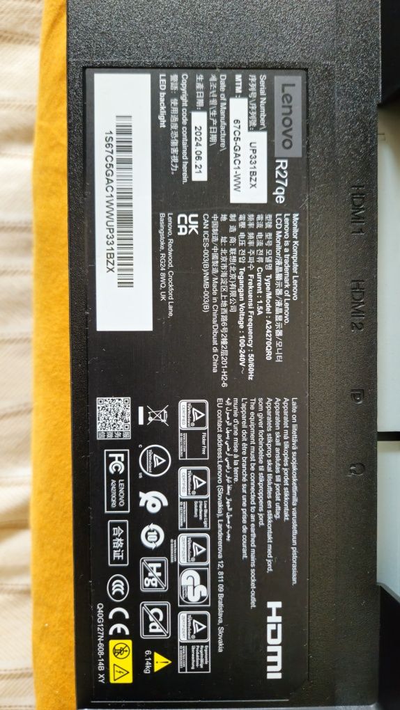 Monitor Lenovo Legion R27qe | 27" QHD 180Hz