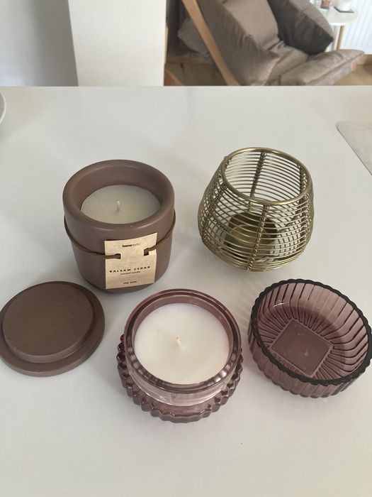 Zestaw: 2 świeczki Home&You i Nature oraz świecznik na tealight