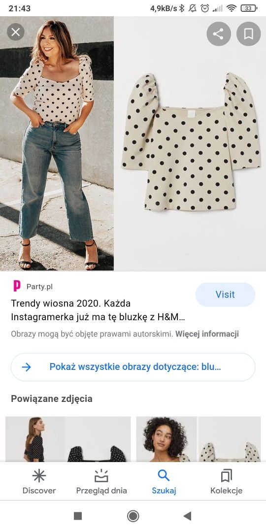 Bluzka H&M Nowa w kropki groszki r 40 L